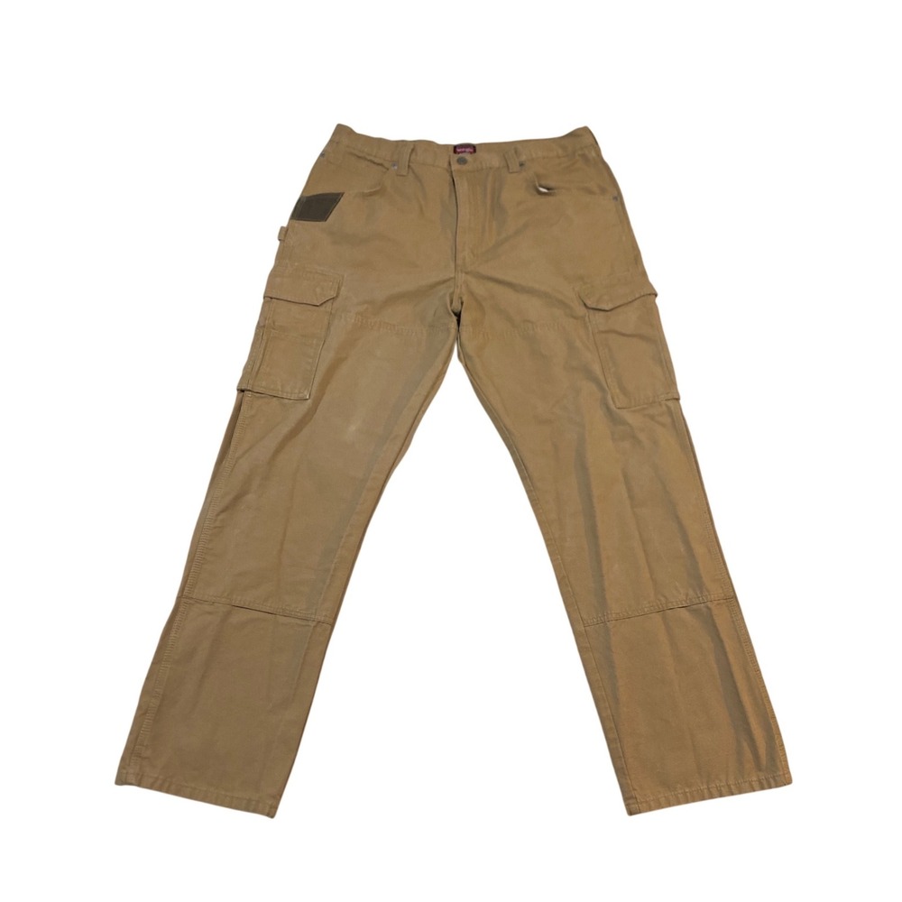Wrangler Workwear Men 38x34 Tan Ripstop Double Knee Cargo Pants 10WMWR1RH